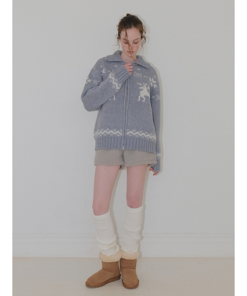 ETMON（エトモン）の「Deer Zip-Up Cardigan, Greyish Blue（カーディガン/ボレロ・レディース・その他・F）」の3枚目の写真