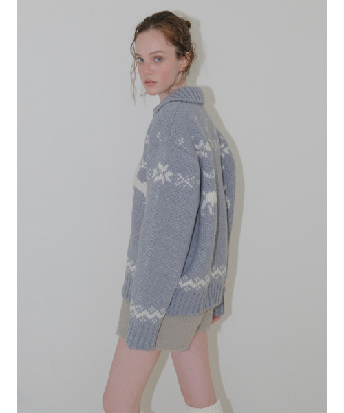 ETMON（エトモン）の「Deer Zip-Up Cardigan, Greyish Blue（カーディガン/ボレロ・レディース・その他・F）」の4枚目の写真
