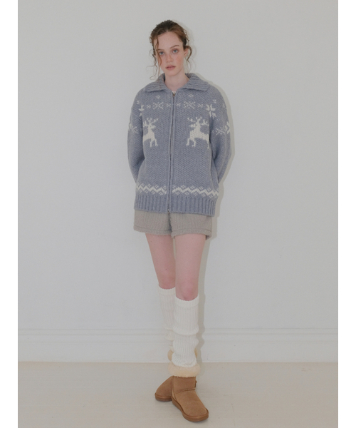 ETMON（エトモン）の「Deer Zip-Up Cardigan, Greyish Blue（カーディガン/ボレロ・レディース・その他・F）」の5枚目の写真