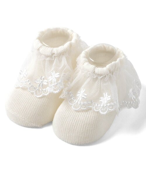 Ampersand（アンパサンド）の「おめかしレースベビーソックス（ベビーシューズ/ベビーソックス・キッズ・アイボリー/ベビーピンク・12/9）」の2枚目の写真