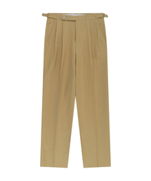 Linen / Cotton Double Pleats relaxed Chino Pants (Beige)