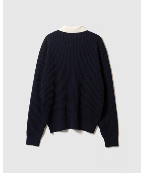 POKER FACE（ポーカーフェイス）の「CABLE RUGBY KNIT NAVY（ニット/セーター・メンズ・その他・48/50）」の2枚目の写真