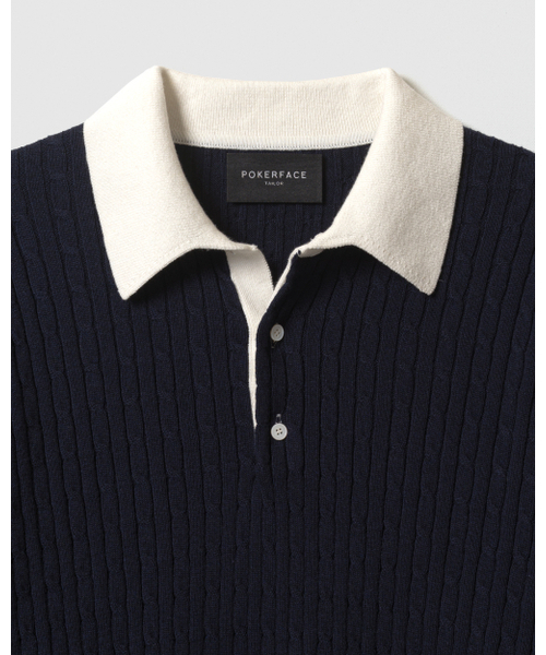 POKER FACE（ポーカーフェイス）の「CABLE RUGBY KNIT NAVY（ニット/セーター・メンズ・その他・48/50）」の3枚目の写真