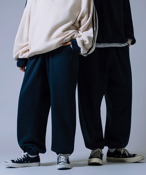 NULL（ヌル）の「【nl】【Unisex】ラメ裏起毛 スウェットパンツ（スウェットパンツ・メンズ・ブラック/ネイビー/ブラウン・MEDIUM/LARGE）」の2枚目の写真