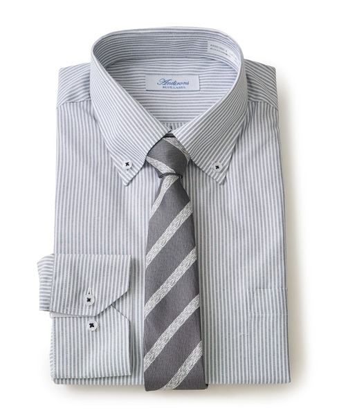 TETE HOMME(テットオム)の「形態安定 カラードビーシャツ / ボタンダウンシャツ(ビジネスシャツ・メンズ・グレー/ブルー/ホワイト系2/サックスブルー/ホワイト/ネイビー・MEDIUM/LARGE/X-LARGE)」の4枚目の写真