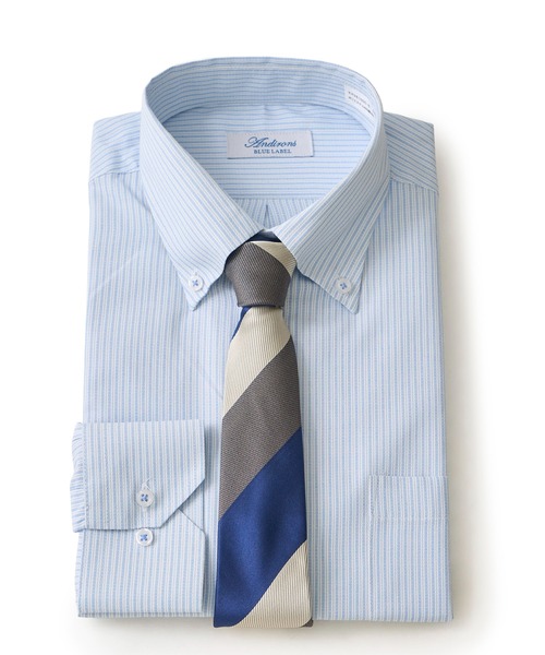 TETE HOMME(テットオム)の「形態安定 カラードビーシャツ / ボタンダウンシャツ(ビジネスシャツ・メンズ・グレー/ブルー/ホワイト系2/サックスブルー/ホワイト/ネイビー・MEDIUM/LARGE/X-LARGE)」の5枚目の写真