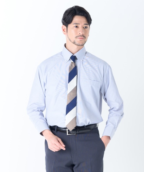TETE HOMME(テットオム)の「形態安定 カラードビーシャツ / ボタンダウンシャツ(ビジネスシャツ・メンズ・グレー/ブルー/ホワイト系2/サックスブルー/ホワイト/ネイビー・MEDIUM/LARGE/X-LARGE)」の21枚目の写真