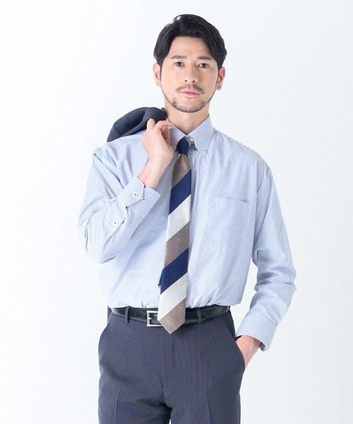 TETE HOMME(テットオム)の「形態安定 カラードビーシャツ / ボタンダウンシャツ(ビジネスシャツ・メンズ・グレー/ブルー/ホワイト系2/サックスブルー/ホワイト/ネイビー・MEDIUM/LARGE/X-LARGE)」の20枚目の写真