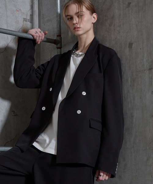 SERACE(セラス)の「【SERACE】Loose drape silver button double tailored jacket / ルーズドレープシルバーボタンダブルテーラードジャケット(テーラードジャケット・メンズ・ライトグレー/ブラック・L/M/S)」の11枚目の写真