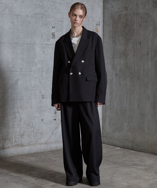SERACE】Loose drape silver button double tailored jacket / ルーズ