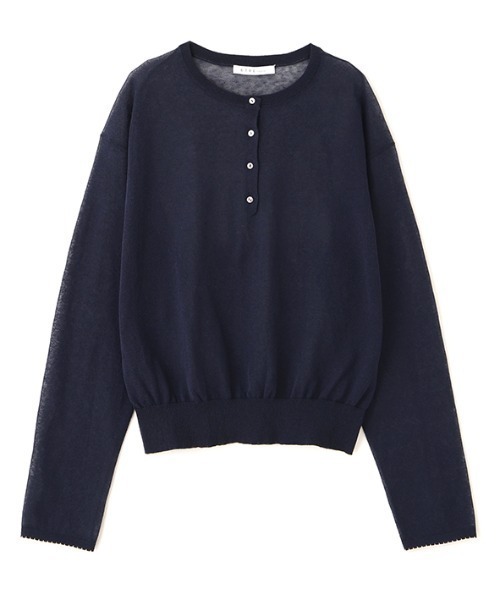 ETRE TOKYO(エトレトウキョウ)の「ヘンリーネックシアーニットプルオーバー(ニット/セーター・レディース・ネイビー/ホワイト/ライトブルー・FREE)」の14枚目の写真