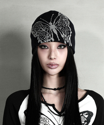 DARLING, YOU'RE BAD（ダーリンユーアーバッド）の「ROSE BUTTERFLY BEANIE #BLACK（ニットキャップ/ビーニー）」