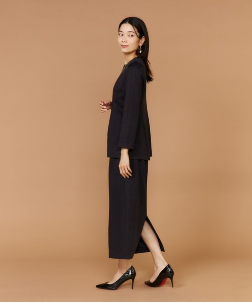 INED（イネド）の「ダンボールニット ハイウエストタイトスカート【セットアップ対応】（スカート・レディース・ネイビー・7号/9号/11号）」の6枚目の写真