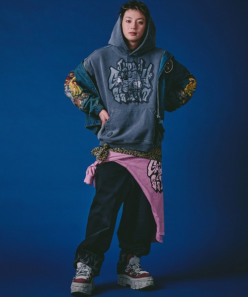 GALFY(ガルフィー)の「【GALFY/ガルフィー】さらっとグラフィティ染め染めパーカー(パーカー・メンズ・ピンク/ブラック/パープル・L/XL/M)」の15枚目の写真