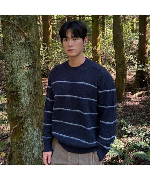 MINDBRIDGE（マインドブリッジ）の「[COUTURE]プレミアムアルパカセミオーバーフィットニット - 3カラー（ニット/セーター・メンズ・ネイビー/オレンジ/ブルー・100/110/95/105）」の2枚目の写真