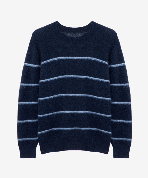 MINDBRIDGE（マインドブリッジ）の「[COUTURE]プレミアムアルパカセミオーバーフィットニット - 3カラー（ニット/セーター・メンズ・ネイビー/オレンジ/ブルー・100/110/95/105）」の13枚目の写真