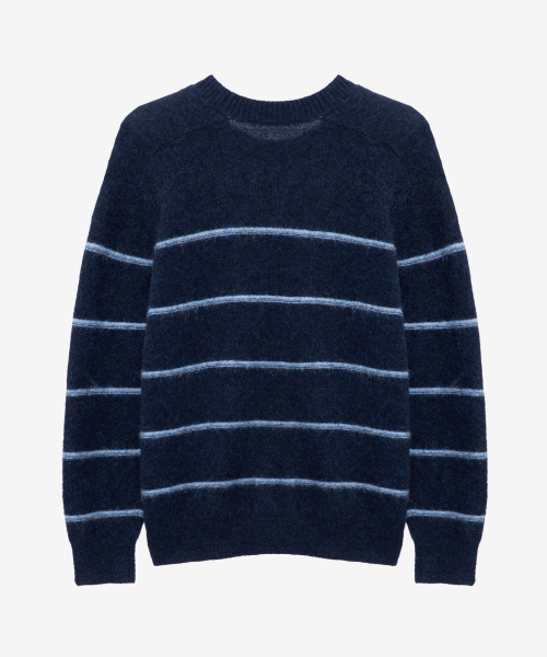 MINDBRIDGE（マインドブリッジ）の「[COUTURE]プレミアムアルパカセミオーバーフィットニット - 3カラー（ニット/セーター・メンズ・ネイビー/オレンジ/ブルー・100/110/95/105）」の14枚目の写真