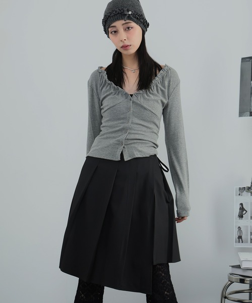 Ulysses（ユリシス）の「裾アシメプリーツラップスカート（スカート・レディース・ブラック/グレー・F）」の15枚目の写真