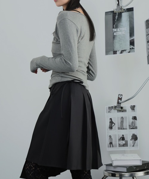 Ulysses（ユリシス）の「裾アシメプリーツラップスカート（スカート・レディース・ブラック/グレー・F）」の18枚目の写真