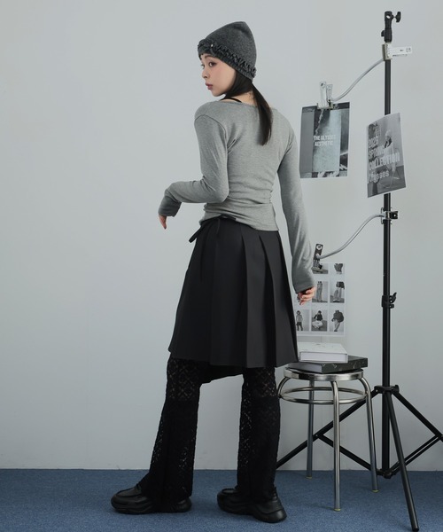 Ulysses（ユリシス）の「裾アシメプリーツラップスカート（スカート・レディース・ブラック/グレー・F）」の8枚目の写真