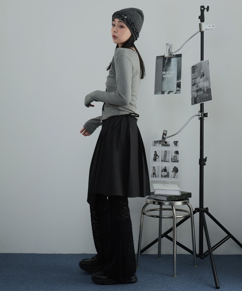 Ulysses（ユリシス）の「裾アシメプリーツラップスカート（スカート・レディース・ブラック/グレー・F）」の9枚目の写真