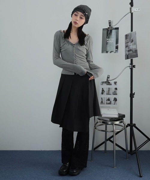 Ulysses（ユリシス）の「裾アシメプリーツラップスカート（スカート・レディース・ブラック/グレー・F）」の10枚目の写真