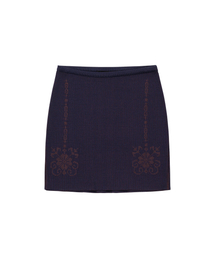 WELLBEING EXPRESS（ウェルビーイングエクスプレス）の「Embroidered Knit Mini Skirt Navy（スカート）」