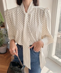 新品未使用【ドルチェ&ガッバーナ】　ドットパフスリーブ半袖ブラウス　36 新品未使用【ドルチェ&ガッバーナ】 ドットパフスリーブ半袖ブラウス