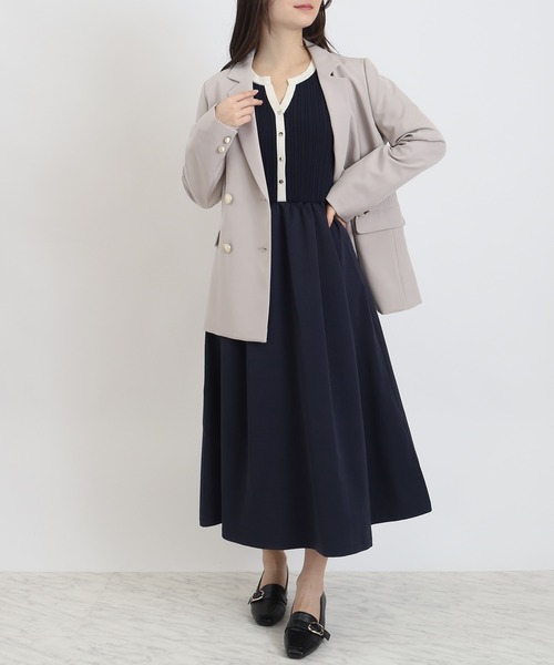 TRUDEA（トルディア）の「スポンディッシュスキッパーワンピース（ワンピース・レディース・ライトグレー/ネイビー/アイボリー・MEDIUM）」の3枚目の写真