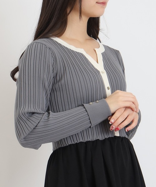 TRUDEA（トルディア）の「スポンディッシュスキッパーワンピース（ワンピース・レディース・ライトグレー/ネイビー/アイボリー・MEDIUM）」の4枚目の写真