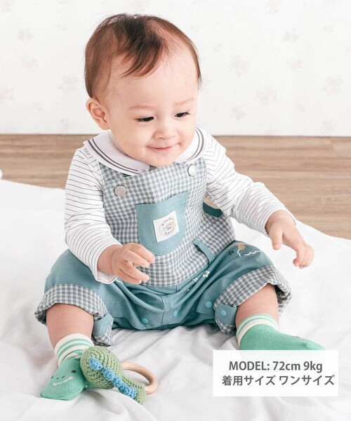 SLAP SLIP BABY（スラップスリップベビー）の「デニムツイルチェック切り替えサロペットベビー(70~80cm)（その他ベビーウェア・キッズ・グリーン/ネイビー・FREE）」の3枚目の写真