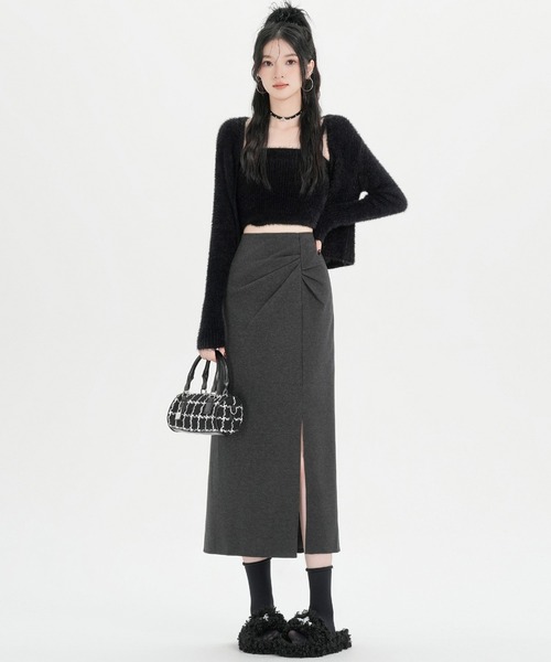 リンカルデザイン前スリットロングスカート（スカート）｜＆soiree