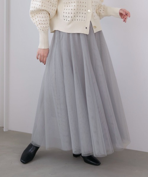 Bou Jeloud（ブージュルード）の「チュールフレアスカート（スカート・レディース・ブラック/アイボリー/グレー・FREE）」の3枚目の写真