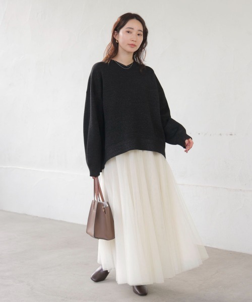 Bou Jeloud（ブージュルード）の「チュールフレアスカート（スカート・レディース・ブラック/アイボリー/グレー・FREE）」の4枚目の写真