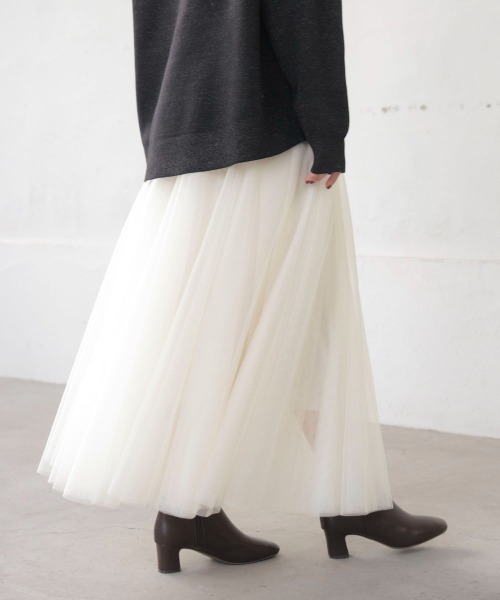 Bou Jeloud（ブージュルード）の「チュールフレアスカート（スカート・レディース・ブラック/アイボリー/グレー・FREE）」の5枚目の写真