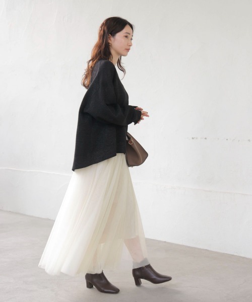 Bou Jeloud（ブージュルード）の「チュールフレアスカート（スカート・レディース・ブラック/アイボリー/グレー・FREE）」の7枚目の写真