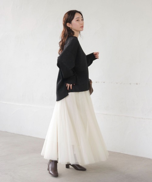 Bou Jeloud（ブージュルード）の「チュールフレアスカート（スカート・レディース・ブラック/アイボリー/グレー・FREE）」の9枚目の写真