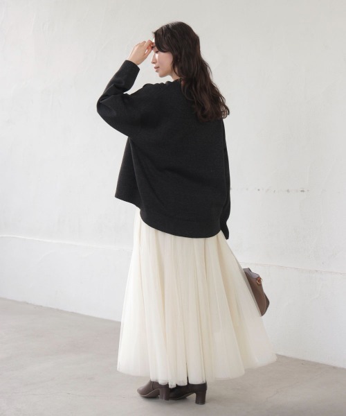 Bou Jeloud（ブージュルード）の「チュールフレアスカート（スカート・レディース・ブラック/アイボリー/グレー・FREE）」の13枚目の写真
