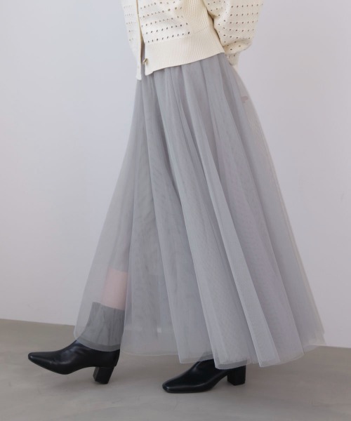 Bou Jeloud（ブージュルード）の「チュールフレアスカート（スカート・レディース・ブラック/アイボリー/グレー・FREE）」の16枚目の写真