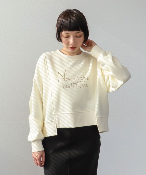 Three Four Time（ｽﾘｰﾌｫｰﾀｲﾑ）の「金属エンボスバックファスナープルオーバー（Tシャツ/カットソー・レディース・オフホワイト/グレー・FREE）」の3枚目の写真