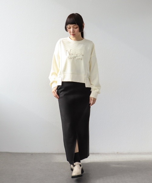 Three Four Time（ｽﾘｰﾌｫｰﾀｲﾑ）の「金属エンボスバックファスナープルオーバー（Tシャツ/カットソー・レディース・オフホワイト/グレー・FREE）」の7枚目の写真