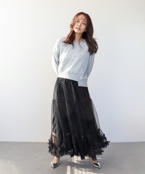 Three Four Time（ｽﾘｰﾌｫｰﾀｲﾑ）の「金属エンボスバックファスナープルオーバー（Tシャツ/カットソー・レディース・オフホワイト/グレー・FREE）」の14枚目の写真