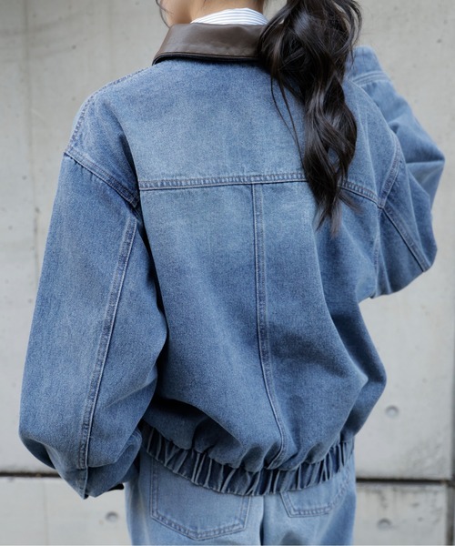 FREE'S MART（フリーズマート）の「◆バイカラーワークジャケット（デニムジャケット・レディース・ライトインディゴブルー/ブラック系その他・MEDIUM/SMALL）」の4枚目の写真