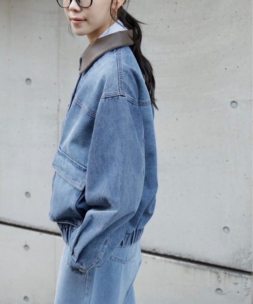 FREE'S MART（フリーズマート）の「◆バイカラーワークジャケット（デニムジャケット・レディース・ライトインディゴブルー/ブラック系その他・MEDIUM/SMALL）」の6枚目の写真