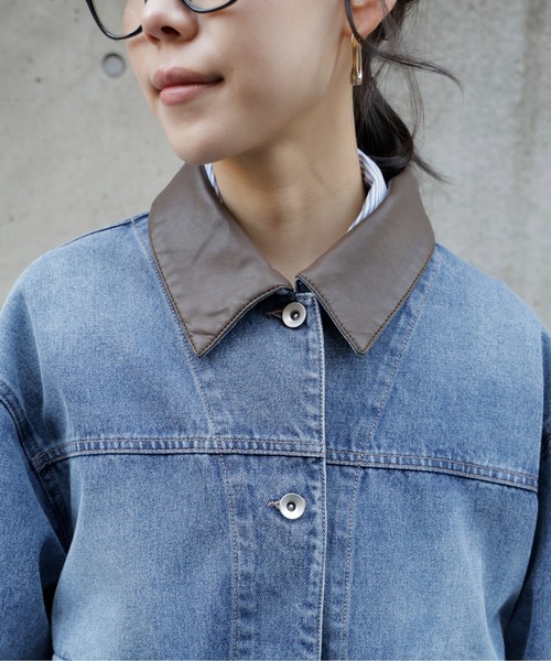 FREE'S MART（フリーズマート）の「◆バイカラーワークジャケット（デニムジャケット・レディース・ライトインディゴブルー/ブラック系その他・MEDIUM/SMALL）」の8枚目の写真