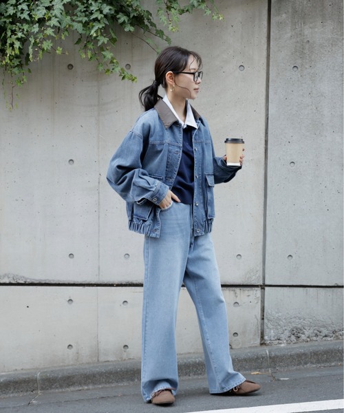 FREE'S MART（フリーズマート）の「◆バイカラーワークジャケット（デニムジャケット・レディース・ライトインディゴブルー/ブラック系その他・MEDIUM/SMALL）」の11枚目の写真