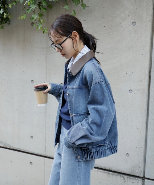 FREE'S MART（フリーズマート）の「◆バイカラーワークジャケット（デニムジャケット・レディース・ライトインディゴブルー/ブラック系その他・MEDIUM/SMALL）」の14枚目の写真