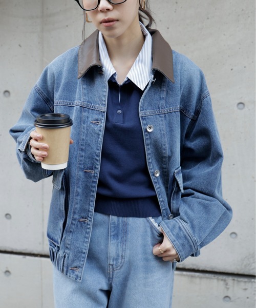 FREE'S MART（フリーズマート）の「◆バイカラーワークジャケット（デニムジャケット・レディース・ライトインディゴブルー/ブラック系その他・MEDIUM/SMALL）」の15枚目の写真