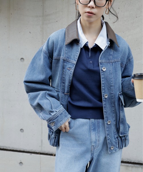 FREE'S MART（フリーズマート）の「◆バイカラーワークジャケット（デニムジャケット・レディース・ライトインディゴブルー/ブラック系その他・MEDIUM/SMALL）」の18枚目の写真