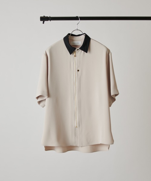 CULLNI（クルニ）の「【CULLNI exclusive for Lui's】クレリック半袖ZIPシャツジャケット（シャツ/ブラウス・メンズ・ライトベージュ/ブラック/オフホワイト・2/1）」の3枚目の写真